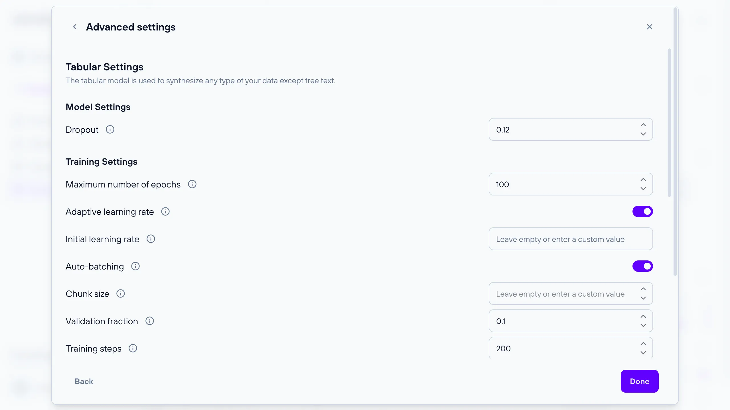 Adaptive learning rate toggle and rate field